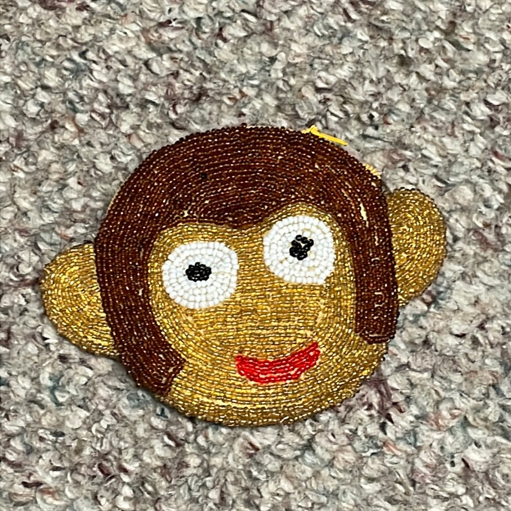 Beaded monkey head purse